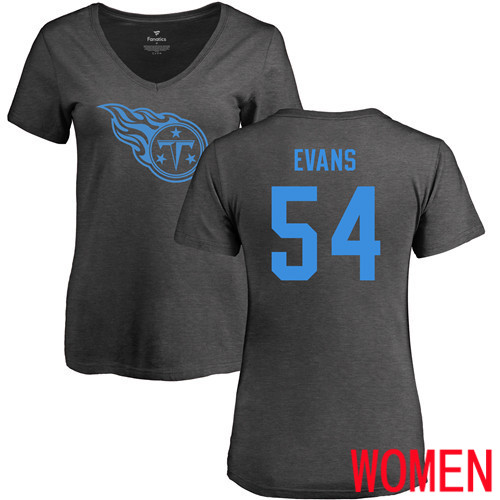 Tennessee Titans Ash Women Rashaan Evans One Color NFL Football #54 T Shirt->women nfl jersey->Women Jersey